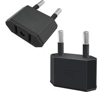 Tixlux 2pcs Adaptateur Prise USA, US vers France Adapter, fiche d'adaptation USA Deutschland Stecker, fiche de Voyage US vers EU, Adaptateur US vers EU, Adaptateur USA Prise, Adaptateur EU Prise Noir