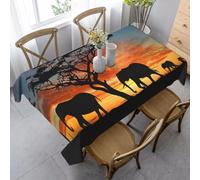 Tizhweqo Nappe Carrée Animaux Africains, 3D Animaux Sauvages Nappe de Table Impermeable Polyester Nappes pour Jardin Cuisine Mariage, 150x150 cm ZNH454