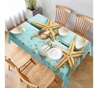 Tizhweqo Nappe Carrée étoile de Mer, 3D Coquille Nappe de Table Impermeable Polyester Nappes pour Jardin Cuisine Mariage, 150x150 cm ZNH814