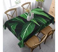 Tizhweqo Nappe Carrée Feuilles Vertes, 3D Plantes Vertes Nappe de Table Impermeable Polyester Nappes pour Jardin Cuisine Mariage, 150x150 cm ZNH994