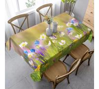 Tizhweqo Nappe Carrée Jardin, 3D Fleurs Nappe de Table Impermeable Polyester Nappes pour Jardin Cuisine Mariage, 150x150 cm ZNH714