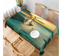 Tizhweqo Nappe Carrée Océan, 3D Vue sur la Mer Nappe de Table Impermeable Polyester Nappes pour Jardin Cuisine Mariage, 150x150 cm ZNH474