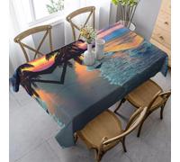 Tizhweqo Nappe Carrée Paysage Marin Tropical, 3D Palmier Nappe de Table Impermeable Polyester Nappes pour Jardin Cuisine Mariage, 150x150 cm ZNH944