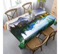 Tizhweqo Nappe Carrée Paysage Naturel, 3D Lac Nappe de Table Impermeable Polyester Nappes pour Jardin Cuisine Mariage, 150x150 cm ZNH364