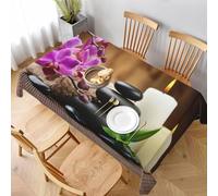 Tizhweqo Nappe Carrée Spa, 3D Orchidée Nappe de Table Impermeable Polyester Nappes pour Jardin Cuisine Mariage, 90x90 cm ZNH382