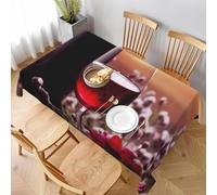 Tizhweqo Nappe Carrée Vin Rouge, 3D Fleurs Nappe de Table Impermeable Polyester Nappes pour Jardin Cuisine Mariage, 150x150 cm ZNH1014