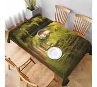 Tizhweqo Nappe Rectangulaire Forêt, 3D Plantes Vertes Nappe de Table Impermeable Polyester Nappes pour Jardin Cuisine Mariage, 140x220 cm ZNH577