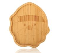 TJ POP Petit plateau de Noël en bambou en forme de Père Noël 25x22x1.5cm - Plateau et assiette de service pour biscuits, snacks et décoration festive