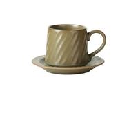 tjFYBp44b Tasse de bureau Tasse à café en céramique verte de grande capacité, style rétro, européen, simple, coulée la main, avec soucoupe