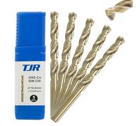 TJR® HSS-E M35 Ø 10 mm Cobalt Lot de 5 forets hélicoïdaux auto-centrants DIN 338 Type N 135°, 10601100
