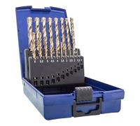 TJR® HSS-E M35 Lot de 19 forets hélicoïdaux en cobalt avec échelons de 1 à 10 mm et 0,5 mm à centrage automatique DIN 338 Type N 135°, pour profilés en acier inoxydable, acier, aluminium avec