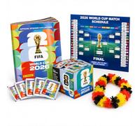 TK Gruppe Timo Klingler XXL Set Panini Coupe du Monde 2026 Album Original & Calendrier des Matchs + Collier de Fleurs Allemagne, Bundle XXL à Collectionner (10 Pochettes / 70 Stickers)