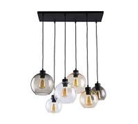 TK Lighting CUBUS 6xE27/60W/230V - Suspension Noire Moderne pour Salle de Séjour - Hauteur 800 mm - Largeur 300 mm - Longueur 740 mm
