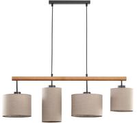 TK Lighting Deva Nature lampe suspendue 4x15 W noir-gris/cendre-bois-beige 6108