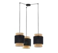Tk lighting Lustre Boho en rotin - Noir