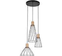 TK Lighting Modesto lampe suspendue 3x10 W noir-bois 10188