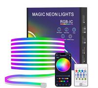 TK99SW Neon Ruban Led 5M, IP67 étanche LED Chambre de Contrôlé par Télécommande APP RGBIC Bande LED, Bluetooth Flexible Néon en Silicone Décoration Intérieure et Extérieure
