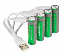 TKA 4 accus li-ion AA 1300 mAh avec port de chargement USB-C