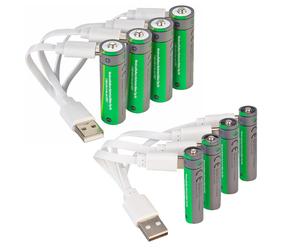 TKA 8 accus rechargeables avec port de chargement USB-C 4x AA / 4x AAA