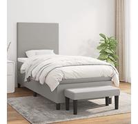 Tkanina oddychająca regulowany zagłówek materac sprężynowy 90x190 cm Szary | Sommier lattes lit matelas gris clair 90x190 cm tissu ressort ensaché tête de lit réglable