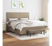 Tkanina Oddychająca Regulowany Zagłówek Sprężynowy Materac Taupe 180x200 cm | Sommier à lattes de lit avec matelas Taupe 180x200 cm Tissu tête de lit réglable ressort ensaché surmatelas banc