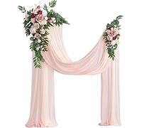 Tkasniy Kit de Fleur Arche Mariage Artificielles(Lot de 4) - 2 pcs Dusty Rose Arch Fleurs Swag avec 2 pcs Arch Tissu drapé, Arche de Fleurs pour décor de cérémonie