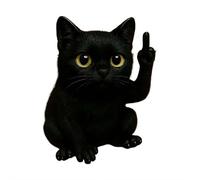 tkerinse Statuette drôle de mini-doigt d'honneur en forme d'animal, chat du doigt d'honneur, résine artificielle, statuette drôle du doigt d'honneur pour le bureau, chat noir, sculpture pour bureau