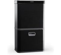 Klarstein Poubelle à capteur sans fil 56 L – tri 3 compartiments, inox noir mat, Soft-Close