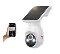 TKMARS Caméra de Surveillance WiFi extérieure sans Fil à énergie Solaire Caméra Basse consommation avec Vision Nocturne Haute définition et accès à Distance (Blanc)