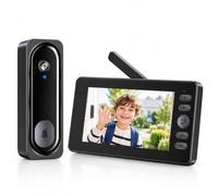 TKMARS Sonnette sans Fil avec Caméra et Écran 4,5", Visiophone sans Fil HD | Capture Automatique,Conversation Bidirectionnelle, Vision Nocturne,Angle 135°,Enregistrement Local, Sans Wi-Fi Ni Abonnement