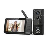 TKMARS Sonnette sans Fil avec Caméra et Ecran,Interphone Video sans Fil Extérieur Étanche Détection de Mouvement PIR Réveil Actif - Grand Angle 170°, Vision Nocturne - Visiophone sans WiFi