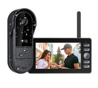 TKMARS Sonnette Sans Fil avec Caméra Extérieur Étanche et Écran - Visiophone Grand Angle 170°, Audio Bidirectionnel, Vision Nocturne Enregistrement Local - Kit Portier Vidéo Sans WiFi, Prêt à l'Emploi