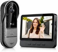 TKMARS Sonnette Vidéo sans Fil avec Écran 4.3 Pouces, Visiophone sans Fil 1080P Grand Angle 170°, sans WiFi ni Application ni Abonnement, Vision Nocturne Infrarouge, Interphone Vidéo IP65 pour Maison