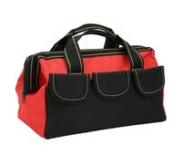 TKSE Sac de rangement pour outils de 16 pouces, large ouverture, robuste, étanche, portable, sac fourre-tout avec plusieurs poches pour atelier, garage, maison, bricolage, tissu Ox (Rouge)