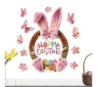 Tktouci Autocollants De Fenêtre Pour Pâques - Décalcomanies Statiques À Motif Lapin Et Fleurs,Stickers De Fenêtre Papillon Et Printemps | Pour Fête de Pâques Décoration Maison Bureau Salle de