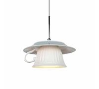 TkTsjtle Plafonnier Suspendu Moderne En Céramique À LED, Style Théière, Tasse À Thé, Suspension En Céramique Blanche, Éclairage Suspendu Pour Îlot De Cuisine, Mini Éclairage Suspendu Pour Restaurant E