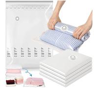 Tkxjry 4 Pièces Ensemble de sacs de voyage sous vide, 80×100cm Sac Sous Vide Voyage à Rouler, Pochette Sous Vide Vetement Voyage sans Valve, Sac Sous Vide Vetement, Pour Literie, Vêtements et Voyages