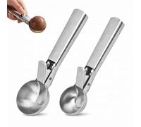 TLDBATICE Lot de 2 cuillères à glace en acier inoxydable avec gâchette, grandes et petites cuillères à glace pour crème glacée, pâte et dessert