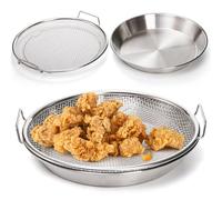 Tlence Plateau de filtre à huile de cuisine de 26,2 cm, panier filtrant en maille d'acier inoxydable avec plateau, accessoires pour friteuse à air comprimé pour frire les aliments, passoire pour