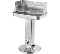 TLGREEN 57*38*90 cm Barbecue à charbon de bois en acier inoxydable, Outdoor | Hauteur réglable en 5 directions, Barbecue à colonne avec grille de chromée, Cendrier et ventilation,BBQ,Plage,Jardin,Camping