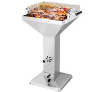 TLGREEN 63 * 48 * 92cm Barbecue à charbon de bois en acier inoxydable, Barbecue à colonne avec grille de chromée,Cendrier et ventilation, Hauteur réglable en 3 directions, Outdoor, BBQ, Plage, Jardin