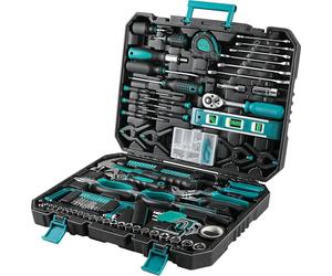 TLGREEN Mallette à outils 198 pièces remplie avec cliquet Jeu de clés à douilles Tournevis Noir