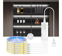 tlinkosta Lumière d'armoire - Bandeau LED COB 6-en-1 Dimmable à Contrôle Tactile Transparent pour Vitrine, Dressing, Cuisine, Cellier, Présentoir et Éclairage d'Étagère (Lumière blanche, 1M)