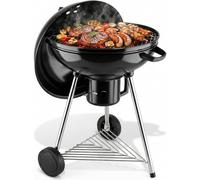 TLSUNNY Barbecue à Charbon Rond dia. 57cm, Couvercle et Cuve en Acier Emaillé, Surface de Cuisson de 55 cm, H 97 cm, Barbecue Charbon Portable pour Jardin Camping Balcon, avec 2 PCS Roulettes, Trépied