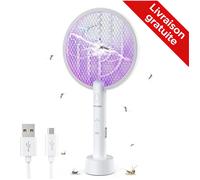 TMACTIME 2 en 1 Raquette Anti Moustique Electrique - Rechargeable par USB Éclairage LED, Convenant pour Maison, Chambre à Coucher