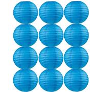Tmade Lot de 12 lanternes en Papier Bleu de 30 cm pour décoration extérieure : Anniversaire, Mariage, fête, Jardin, décoration de la Maison, Festival