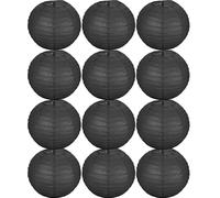 Tmade Lot de 12 lanternes en papier noir de 10,2 cm pour anniversaire, fête prénatale, fête de mariage, jardin, décoration de la maison