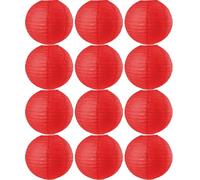 Tmade Lot de 12 lanternes en Papier Rouge de 25 cm pour décoration extérieure : Anniversaire, fête prénatale, Mariage, fête, Jardin, décoration de la Maison, Festival