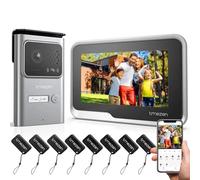TMEZON M730+E10 Vidéophone WiFi 2 fils, système d'interphone avec écran tactile 7 pouces, 1080P, déverrouillage par application/carte, détection de mouvement