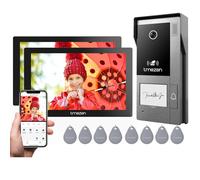 TMEZON M790 Visiophone connecté WiFi, Interphone Vidéo Filaire 2 Fils avec Deux moniteurs,Ecran Tactile Couleur 7", 1080P Sonnette Vidéo Vision Nocturne, APP Déverrouillage à Distance,Une Famille